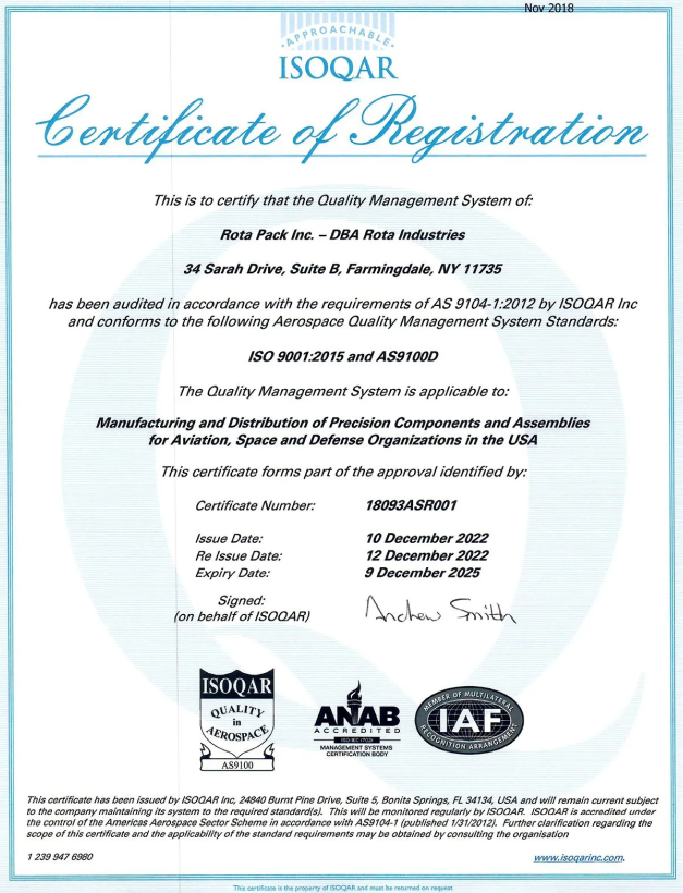 AS9100D Certified